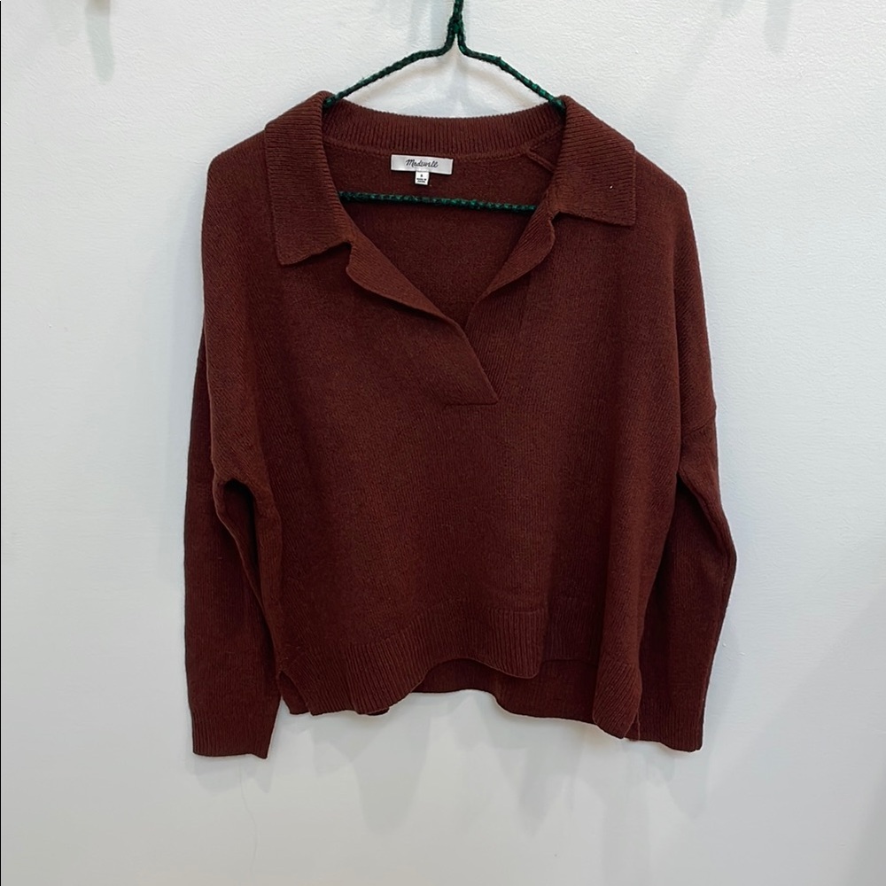 Madewell Cozy Brown V-Neck Sweater